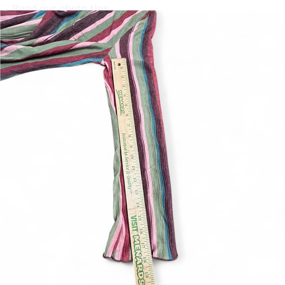 CIDER multi-coloured striped long sleeve top with V-neck and bell sleeves XL - Picture 8 of 8